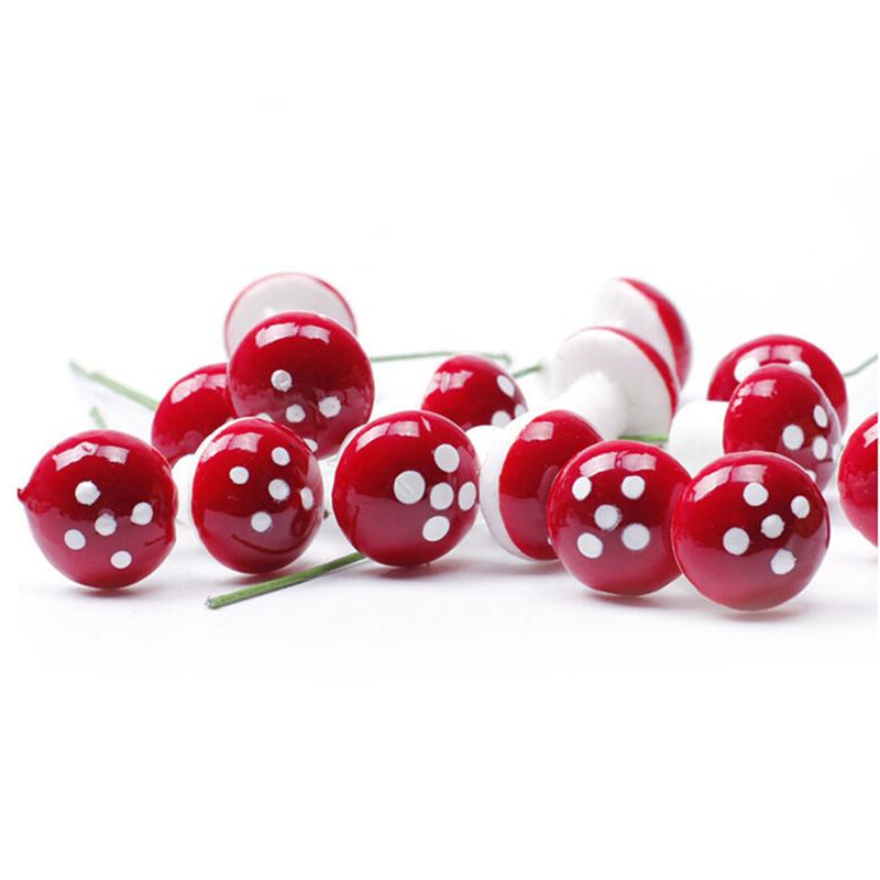 10/20pcs Mini Foam Mushroom for Garden Ornament Flower Pots Bonsai Micro Landscape Decor (Red)